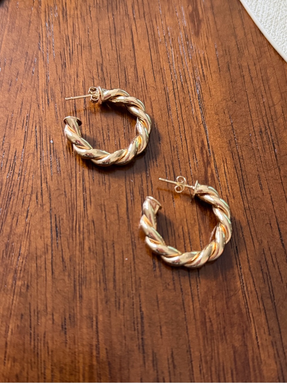 Gold Twisted Hoop Earrings - Women Jewelry